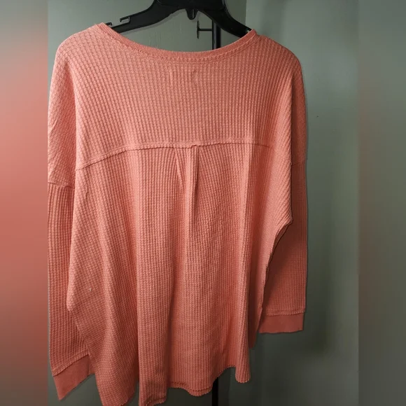Terra & Sky Coral Waffle Knit Top - Picture 3 of 3